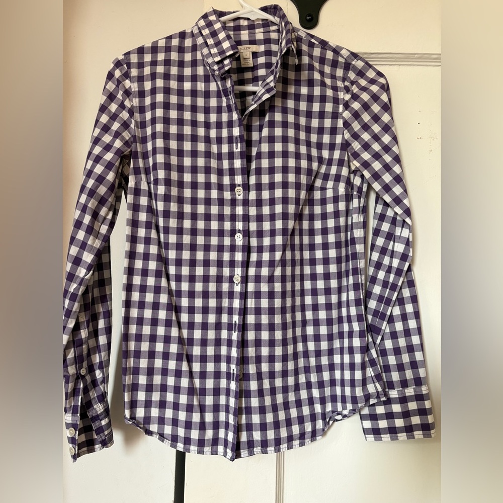 J.Crew purple gingham button down